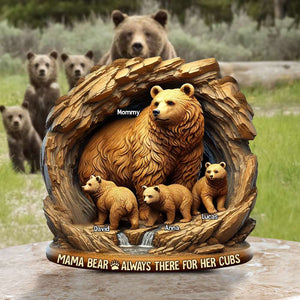 Personalized Gifts For Mom Plaque Mother's Day Bear Mom And Kids 02TGTN250325 - Shaped Plaques - GoDuckee