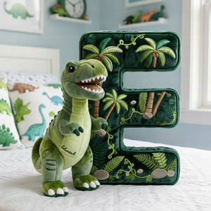 Alphabet Initial T-Rex Custom Shape Pillow - Personalized Gifts For Kids 01pgqn101225 - Pillow - GoDuckee
