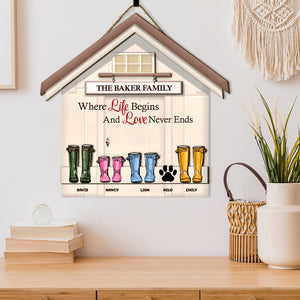 Personalized Gifts For Family Wood Sign Where Life Begins And Love Never Ends - Wood Signs - GoDuckee