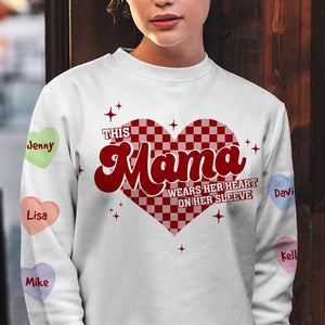 Personalized Gifts For Mom 3D Shirt This Mama Wears Her Heart On Her Sleeve - 3D Shirts - GoDuckee