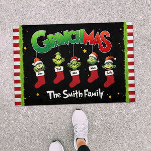 Funny Christmas Family On Socks, Personalized 03OHPU011223 Door Mat, Gift For Family - Doormat - GoDuckee