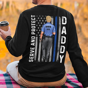 Daddy Serve And Protect- Gift For Dad- Personalized Shirt- Father's Day Shirt- Police Dad - Shirts - GoDuckee