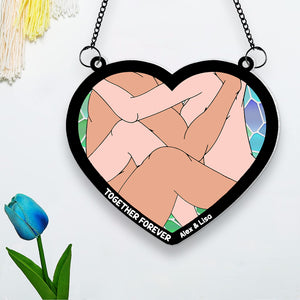 Personalized Gifts For Couple Suncatcher Window Hanging Ornament 032OHMH050624 - Ornaments - GoDuckee