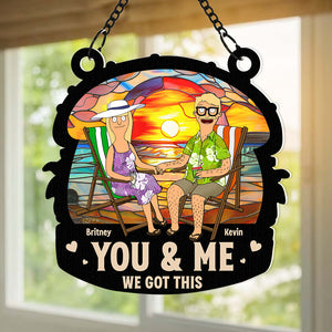 Personalized Gifts For Couple Window Hanging Suncatcher Ornament Summer Beach Couple 03ACDT080225PA - Ornament - GoDuckee