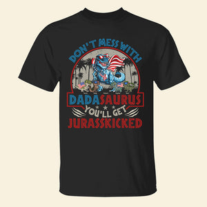 Don't Mess With Dadasaurus, Personalized Shirt, Dinosaur Dad In The Park, Gift For Dad - Shirts - GoDuckee