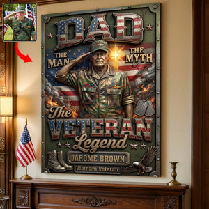 Patriotic Veteran Dad Metal Sign - Personalized Custom Photo Gifts For Dads 03HUQN200526 - Metal Signs - GoDuckee