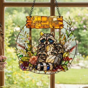 Raccoon Mom and Kids Suncatcher Ornament – Personalized Gifts For Mom 01tota030326 - Ornament - GoDuckee