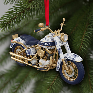 Motorcycle Toile de Jouy Christmas Ornament Personalized Gifts for Bikers 05PGLU061025 - Ornament - GoDuckee