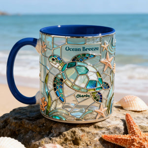 Ocean Breeze Turtle Coffee Accent Mug - Personalized Gift For Turtle Lovers 03HYLU210126 - Coffee Mug - GoDuckee