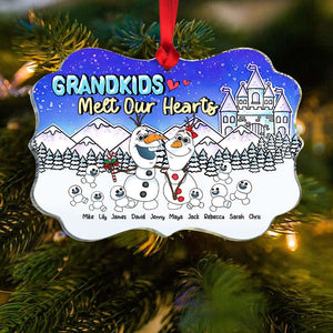 Grandkids Melt My Heart, Gift For Family, Personalized Acrylic Ornament, Snowman Grandkids Ornament, Christmas Gift 02HUHN260923HA - Ornament - GoDuckee
