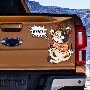 Grumpy Cat, Gift For Cat Lover, Personalized Decal, Cat Scratching Plastic Decal, Christmas Gift - Home Decor - GoDuckee