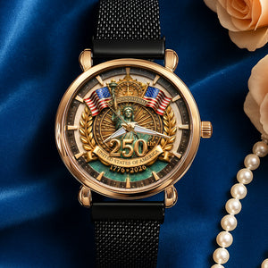 America 250th Anniversary Mesh Strap Quartz - Personalized Gifts 04paqn300126 - Quartz Watch - GoDuckee