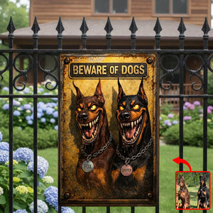 Beware Of Dog Print Metal Sign - Custom Photo Gifts For Dog Lover Metal Sign 01TGQN040326 - Metal Signs - GoDuckee