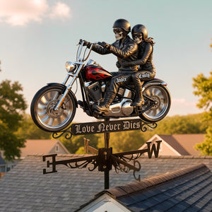 Skeleton Biker Weather Vane - Personalized Gifts For Couple 01nadh280526 - Metal Signs - GoDuckee