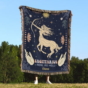 Zodiac Sign-Personalized Woven Blanket- Gift For Zodiac Lovers- Christmas Gift- Zodiac Sign Blanket - Blanket - GoDuckee