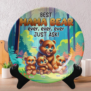 Personalized Gifts For Bear Mom Round Plate Best Mom Bear Ever 02XQQN120325 - Ceramic Round Plate - GoDuckee