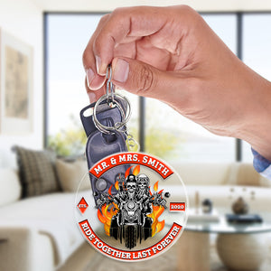 Romantic Skull Couple, Ride Together Last Forever, Personalized Keychain, Gifts For Couple - Keychains - GoDuckee