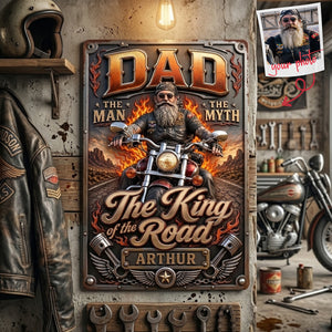 Dad Rules The King Road Print Metal Sign - Custom Photo Gifts For Dad 02HUTA180526 - Metal Signs - GoDuckee