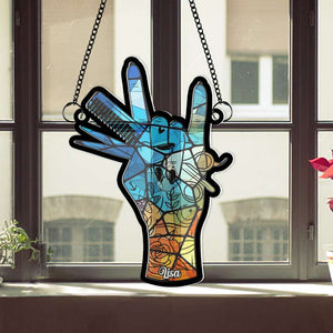 Personalized Gifts For Barber Suncatcher Ornament Hair Salon 01OHMH070125 - Ornament - GoDuckee