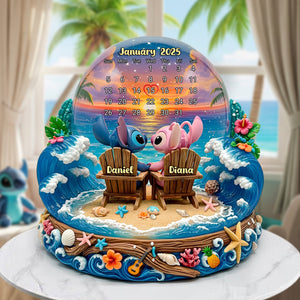 Cartoon Beach Couple Acrylic Plaque Personalized Gifts 02tolu260625 - Shaped Plaques - GoDuckee