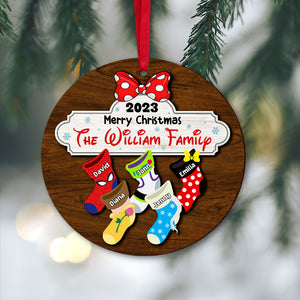 Merry Christmas, Gift For Family, Personalized 2 Layer Wood Ornament, Cartoon Socks Ornament, Christmas Gift 06NATN281023 - Ornament - GoDuckee