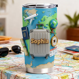 Adventure Awaits Travel Tumbler - Personalized Gift For Travel Lovers 05KILU060126 - Tumbler Cup - GoDuckee