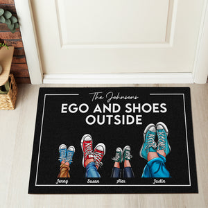 Ego And Shoes Outside, Gift For Family, Personalized Doormat, Sneakers Family Doormat 05QHHN181223TM - Doormat - GoDuckee