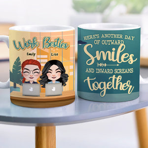 Work Besties, Gift For Coworkers, Personalized Mug, Funny Coworker Friends Mug 01DNHN220623HH - Coffee Mug - GoDuckee