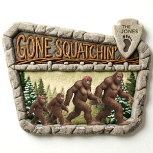 Gone Squatchin Bigfoot Family Shaped Doormat - Personalized Gifts For Wildlife Family 02qhtn181225 - Doormat - GoDuckee