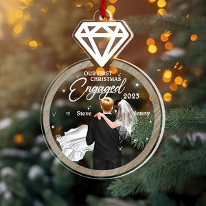 Our First Christmas Engaged, Couple Gift, Personalized Acrylic Ornament, Married Couple Ornament, Christmas Gift 03NAPO280723TM - Ornament - GoDuckee