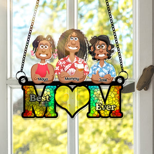 Personalized Gifts For Mom Window Hanging Suncatcher Ornament Best Mom Ever 03OHLU180225PA - Ornament - GoDuckee