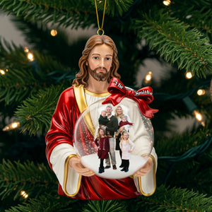 Custom Photo Jesus Ornament - Personalized Gifts For Christian Christmas Ornament 02PGLU031125 - Ornament - GoDuckee