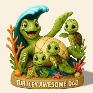 Turtle Awesome Dad Acrylic Plaque Gifts For Dad 01NADT120525 - Shaped Plaques - GoDuckee