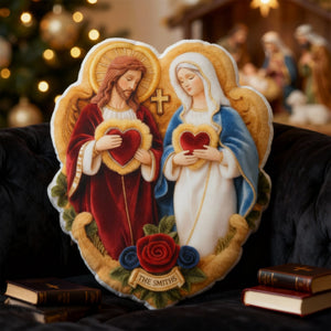 Sacred Hearts Christian Pillow - Personalized Gifts For Christian Family 02TGLU191225 - Pillow - GoDuckee