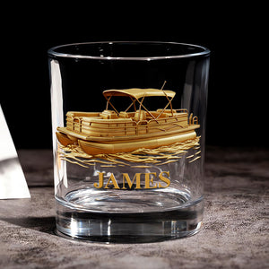 Pontoon Personalized 11oz Round Glass, Personalized Gifts For Sea Lover 01pgta230925 - Whiskey Glass - GoDuckee