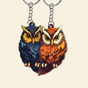 Personalized Owl Couple Keychains - Couple Gift - Keychains - GoDuckee