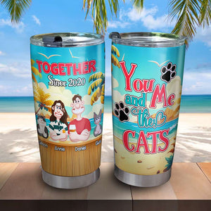 Personalized Gifts For Couples Tumbler Summer Couple & Fur Babies 03XQLU160125PA - Tumbler Cup - GoDuckee