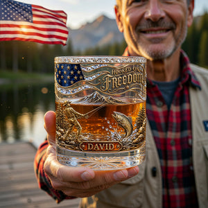 Hooked On Freedom Fishing Round Glass - Personalized Gifts For Fishing Lovers 05paqn290526-Homacus