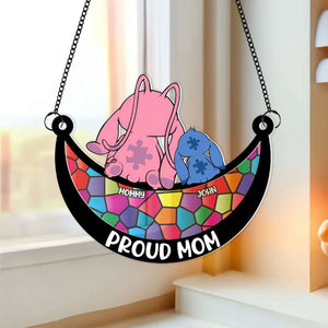 Personalized Gifts For Mom Window Hanging Suncatcher Ornament Autism Mom And Kid 02OHMH190225 - Ornament - GoDuckee