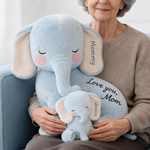 Snuggle Elephant Mom Custom Shape Pillow - Personalized Gifts For Mom 04qhlu240226 - Pillow - GoDuckee