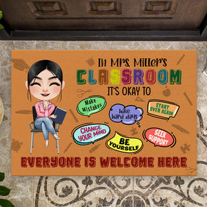 EveryOne Is Welcome Here-Gift For Teacher-Personalized Door Mat- Teacher Door Mat - Doormat - GoDuckee