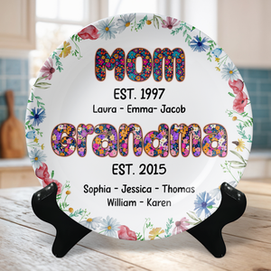Personalized Gifts For Mom Ceramic Round Plate 02xqpu240325 - Ceramic Round Plate - GoDuckee