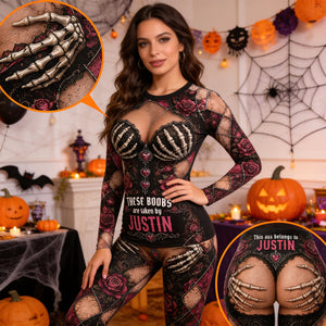 Gothic Skeleton Skull Dark Sweater & Leggings Set - Personalized Halloween Gifts 03NAQN250826