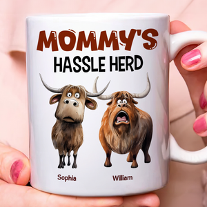 Personalized Gifts For Mom Coffee Mug, Funny Highland Cow Hassle Herd 01qhpu180125 - Coffee Mug - GoDuckee