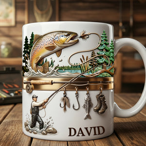 Hooked on Fishing White Coffee Mug - Personalized Gift For Fishing Lovers 02PALU201225 - Coffee Mug - GoDuckee