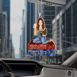 Personalized Gifts For Book Lovers Car Ornament Pretty Reading Girl 03hupu040324pa - Ornaments - GoDuckee
