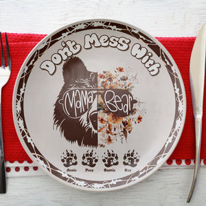 Mama Bear Ceramic Round Plate - Personalized Gift For Mom 02XQLU250325 - Ceramic Round Plate - GoDuckee