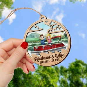 Husband And Wife Deckmate For Life, Personalized Pontoon Couple Wood Ornament, Gift For Him/Her - Ornament - GoDuckee