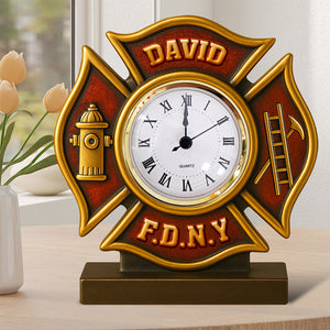 Firefighter Desk Clock Plaque - Personalized Gifts For Firefighter 02toqn280525 - Clock Plaques - GoDuckee