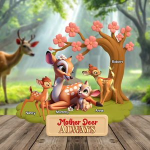 Mother Deer Plaque - Personalized Gifts For Mom 02ohpu040425 - Shaped Plaques - GoDuckee